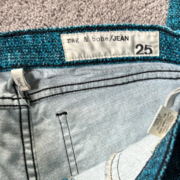 Rag & Bone Turquoise Blue Tweed Printed Leggings Jeans Pants - Picture 6 of 12